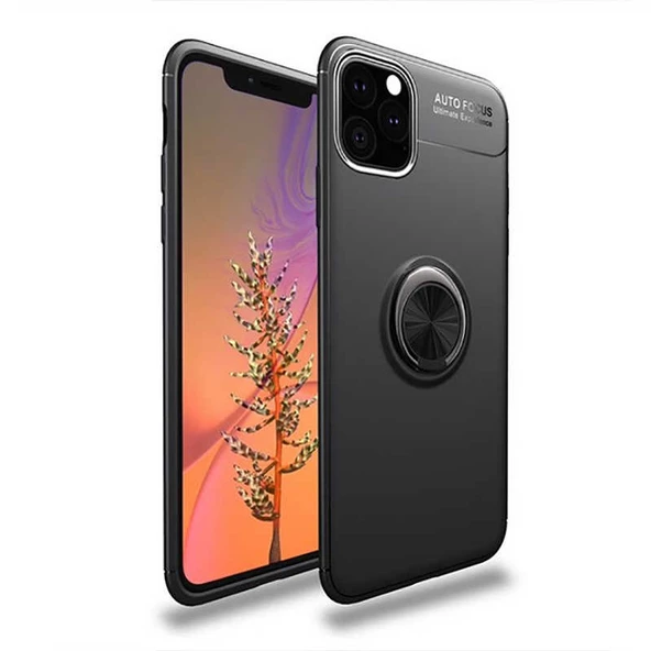Apple iPhone 11 Pro Max - Kılıf Yüzüklü Karbon Ravel Silikon Kapak - 4