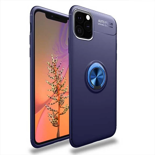 Apple iPhone 11 Pro Max - Kılıf Yüzüklü Karbon Ravel Silikon Kapak