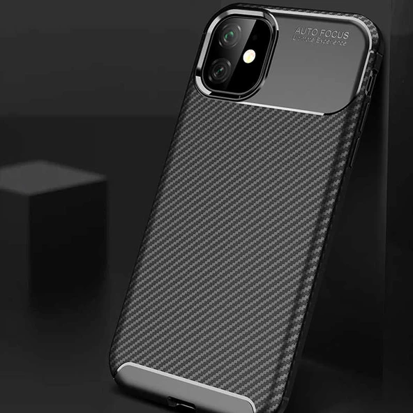 Apple iPhone 11 - Kılıf Auto Focus Karbon Negro Silikon Kapak-siyah - Resim 5