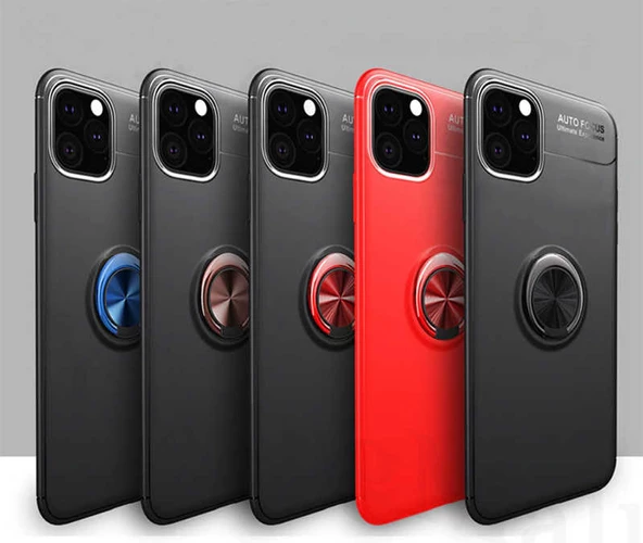 Apple iPhone 11 Pro Max - Kılıf Yüzüklü Karbon Ravel Silikon Kapak - 5