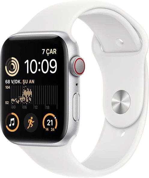 Apple Watch Se 2 Gps + Cellular 44Mm Gümüş Rengi Alüminyum Kasa Ve Spor Kordon Akıllı Saat