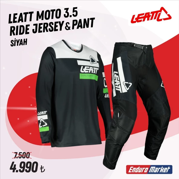 LEATT MOTO 3.5 RIDE SİYAH JERSEY PANTOLON TAKIM