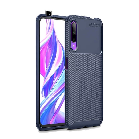 Huawei P Smart Pro 2019 - Kılıf Auto Focus Karbon Negro Silikon Kapak