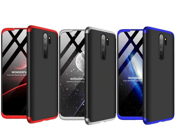 Xiaomi Redmi Note 8 Pro - Kılıf Parmak izi Yapmayan 3 Parça Ays Kapak - 4