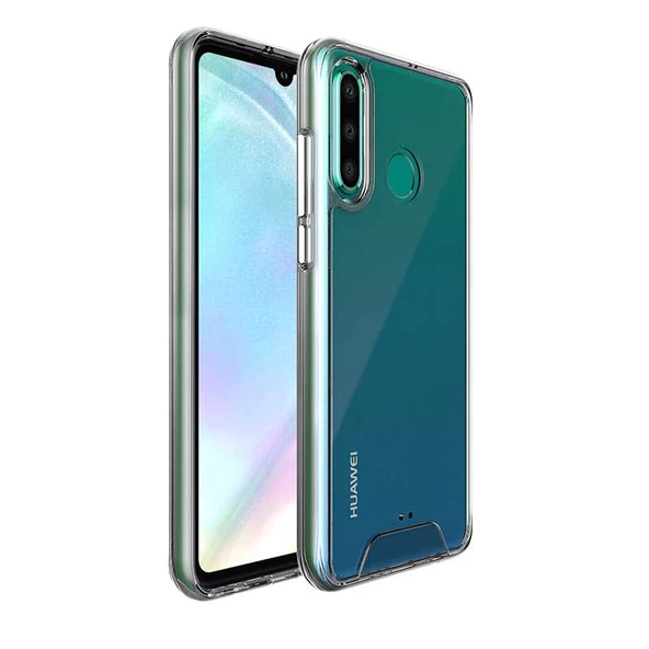 Huawei P30 Lite - Kılıf Şeffaf Sert Koruyucu Gard Silikon