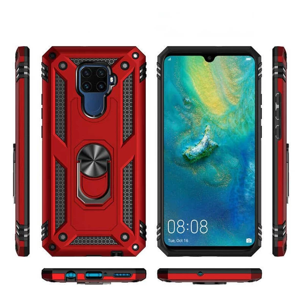Huawei Mate 30 Lite - Kılıf Yüzüklü Zırh Tank Vega Kapak - 3