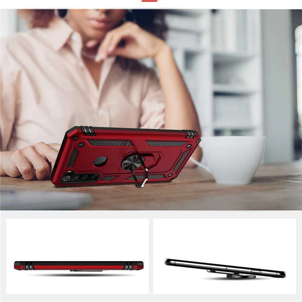 Xiaomi Redmi Note 8 - Kılıf Yüzüklü Zırh Tank Vega Kapak - 7