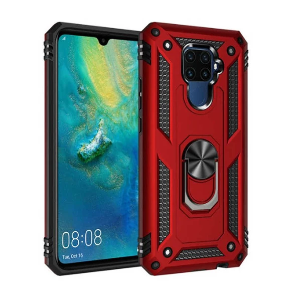 Huawei Mate 30 Lite - Kılıf Yüzüklü Zırh Tank Vega Kapak