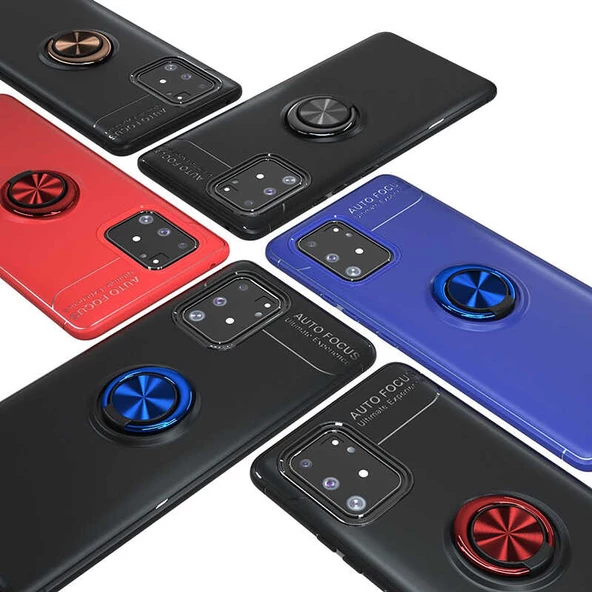 Samsung Galaxy A91 (S10 Lite) - Kılıf Yüzüklü Karbon Ravel Silikon Kapak - 3