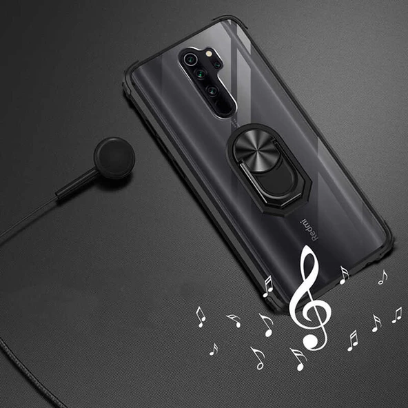 Xiaomi Redmi Note 8 Pro - Kılıf Yüzüklü Arkası Şeffaf Koruyucu Mola Kapak - 8
