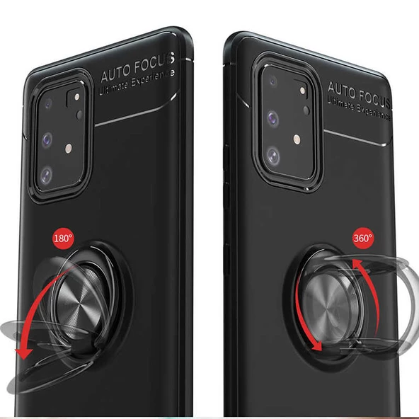 Samsung Galaxy A91 (S10 Lite) - Kılıf Yüzüklü Karbon Ravel Silikon Kapak - 5