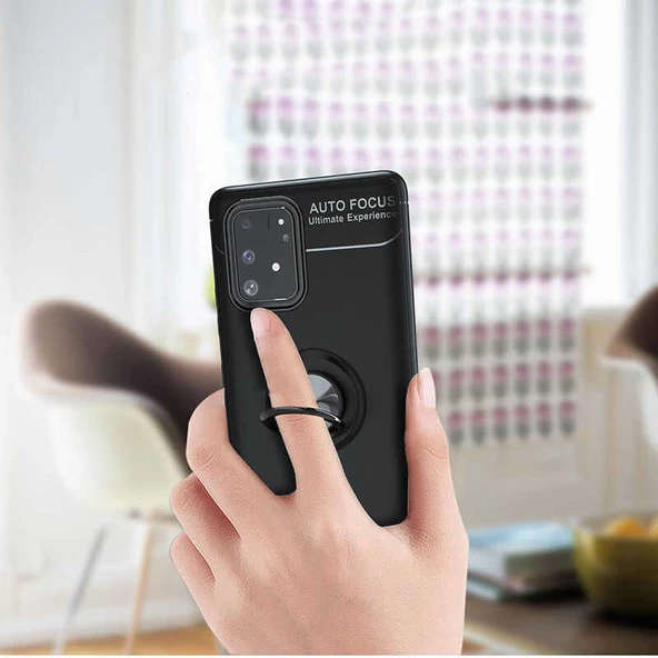Samsung Galaxy A91 (S10 Lite) - Kılıf Yüzüklü Karbon Ravel Silikon Kapak - 4