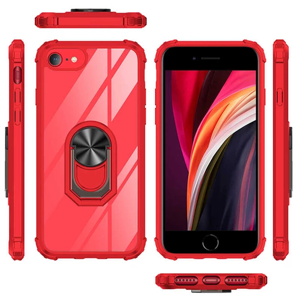 Apple iPhone 7 - Kılıf Yüzüklü Arkası Şeffaf Koruyucu Mola Kapak - 2