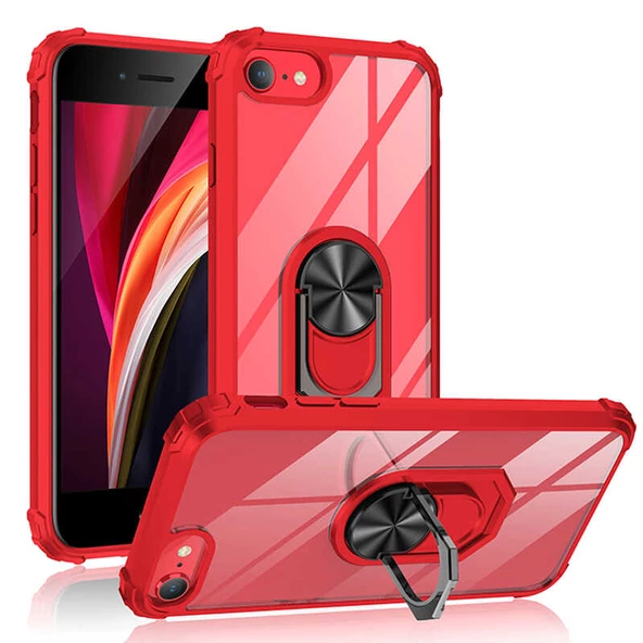 Apple iPhone 7 - Kılıf Yüzüklü Arkası Şeffaf Koruyucu Mola Kapak - 3