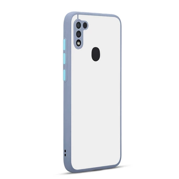 Samsung Galaxy A11 - Kılıf Arkası Buzlu Renkli Düğmeli Hux Kapak