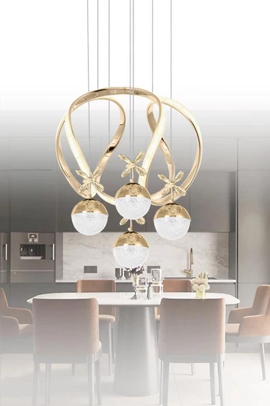 Eray Aydınlatma 1688-50 SR 4 Toplu Gold Led Avize