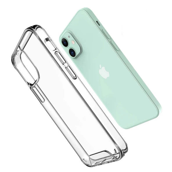 Apple iPhone 12 - Kılıf Şeffaf Sert Koruyucu Gard Silikon - 5