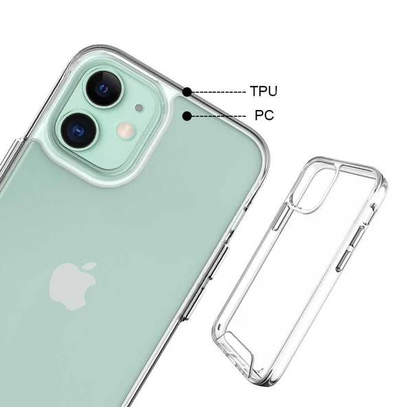 Apple iPhone 12 - Kılıf Şeffaf Sert Koruyucu Gard Silikon - 3