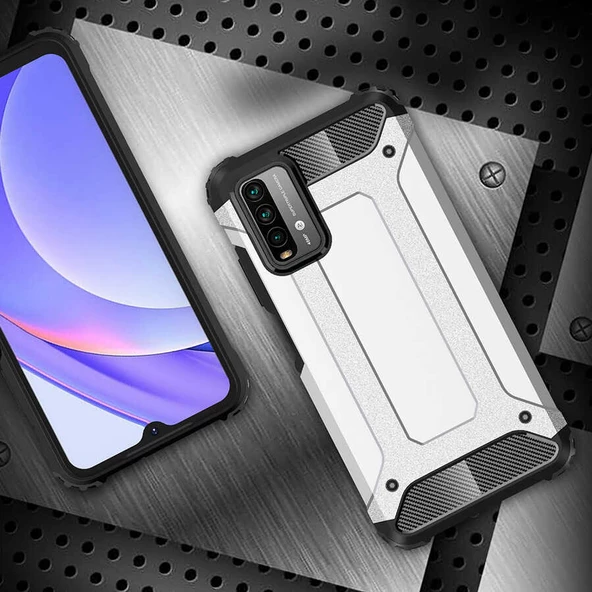 Xiaomi Redmi 9T - Kılıf Çift Katman Zırh Tank Crash Military Kapak - Resim 8
