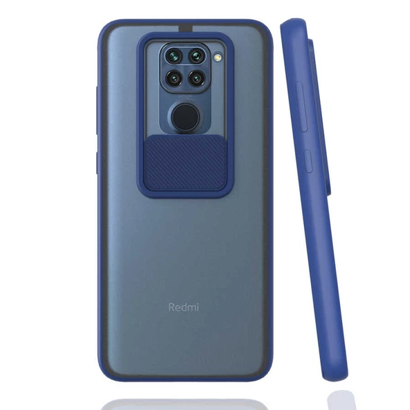 Xiaomi Redmi Note 9 - Kılıf Slayt Sürgülü Arkası Buzlu Lensi Kapak