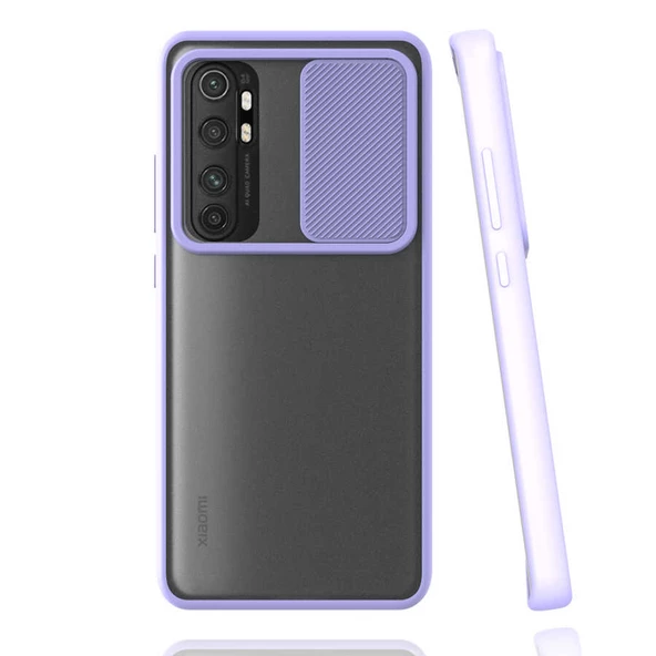 Xiaomi Mi Note 10 Lite - Kılıf Slayt Sürgülü Arkası Buzlu Lensi Kapak