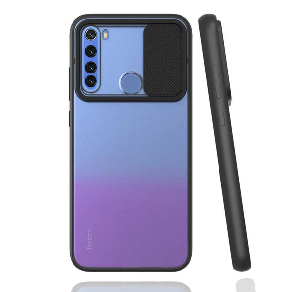 Xiaomi Redmi Note 8 - Kılıf Slayt Sürgülü Arkası Buzlu Lensi Kapak