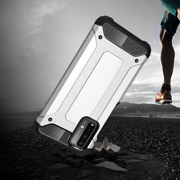 Xiaomi Redmi 9T - Kılıf Çift Katman Zırh Tank Crash Military Kapak - Resim 2