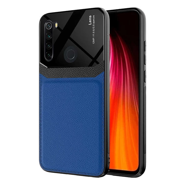 Xiaomi Redmi Note 8 - Kılıf Deri Görünümlü Parlak Mika Tasarımlı Emiks Kapak