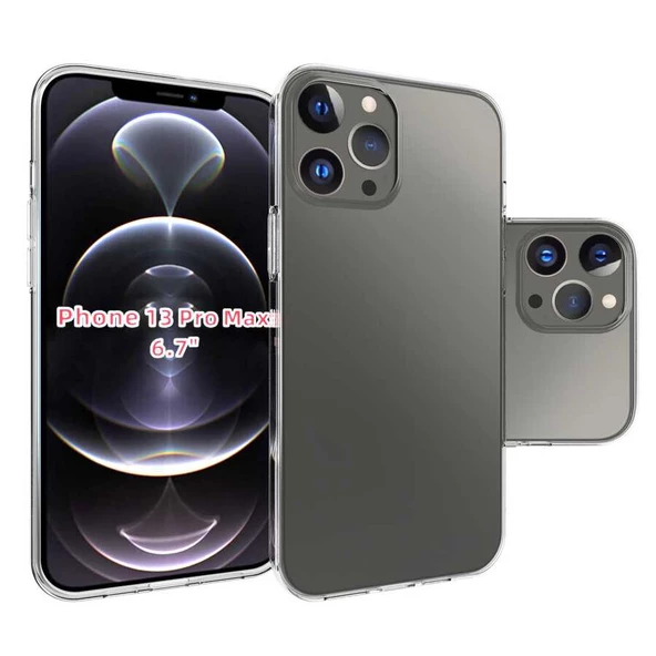 Apple iPhone 13 Pro Max - Kılıf Şeffaf Soft Slim Fitt Süper Silikon Kapak