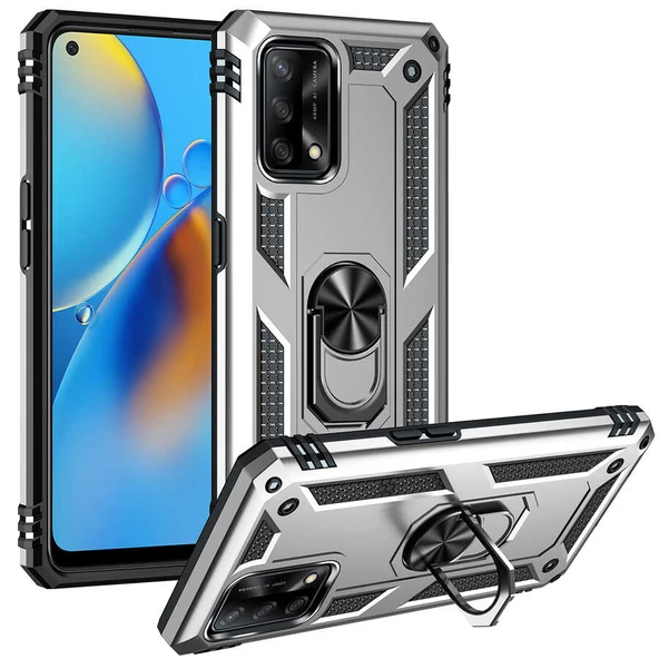 Oppo A74 4G - Kılıf Yüzüklü Zırh Tank Vega Kapak