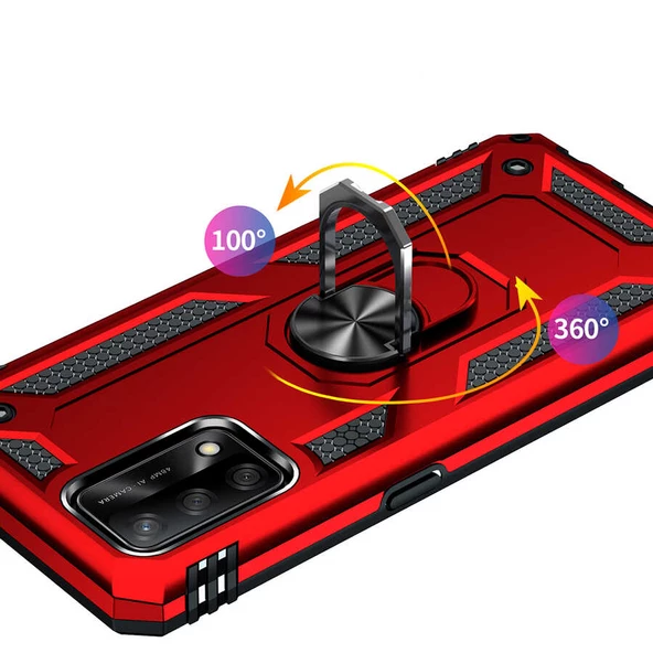 Oppo A74 4G - Kılıf Yüzüklü Zırh Tank Vega Kapak - Resim 8