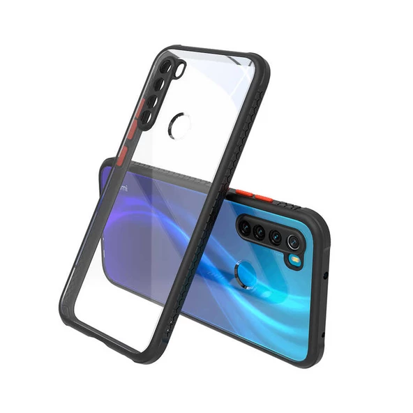 Xiaomi Redmi Note 8 - Kılıf ​​Arkası Şeffaf Sert Kaff Kapak