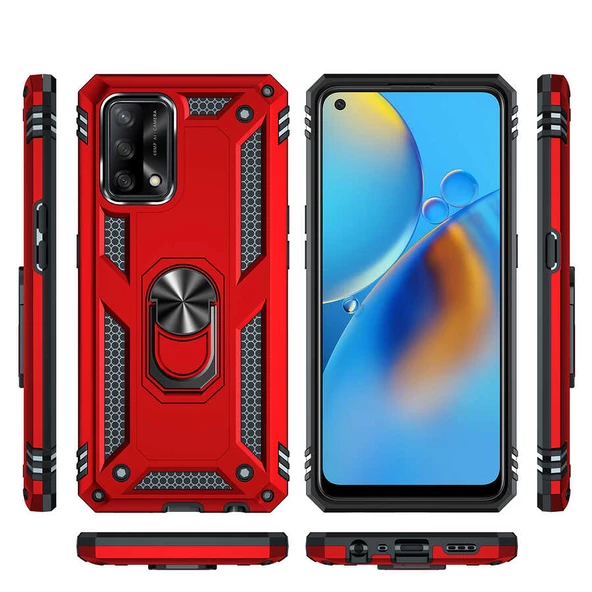 Oppo A74 4G - Kılıf Yüzüklü Zırh Tank Vega Kapak - Resim 2