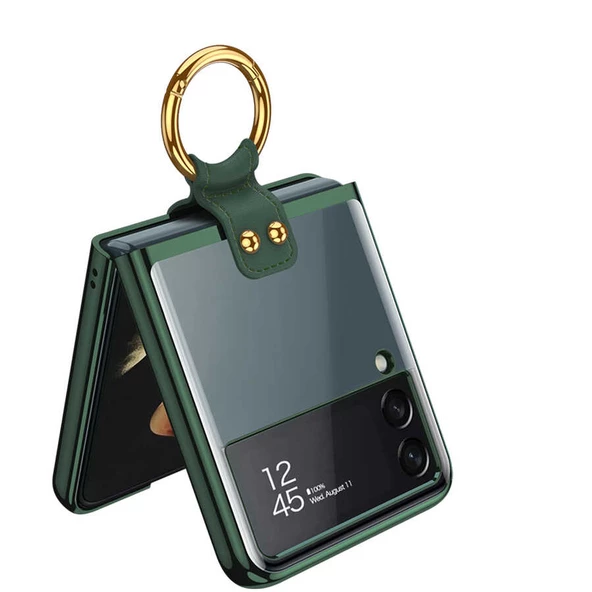 Samsung Galaxy Z Flip 3 - Kılıf Koruyucu Kılıf Yüzüklü Kıpta Kapak - Resim 8