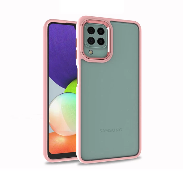 Samsung Galaxy A12 - Kılıf Arkası Şeffaf Kamera Çevresi Parlak Zıt Renkli Flora Kapak