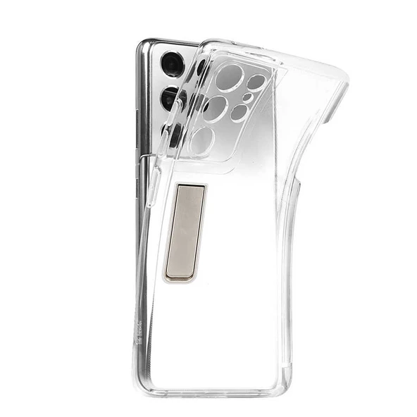 Samsung Galaxy S21 Ultra - Kılıf Kalem Bölmeli Standlı Süper Silikon Kapak - 6