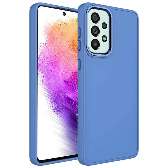 Samsung Galaxy A52 - Kılıf Metal Çerçeve ve Buton Tasarımlı Silikon Luna Kapak
