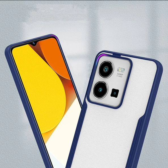 Vivo Y35 - Kılıf Kenarı Renkli Arkası Şeffaf Parfe Kapak - 3