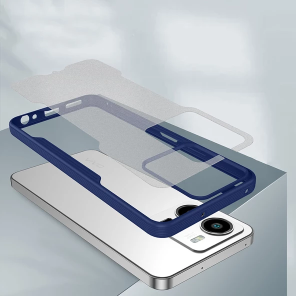 Vivo Y35 - Kılıf Kenarı Renkli Arkası Şeffaf Parfe Kapak - 2