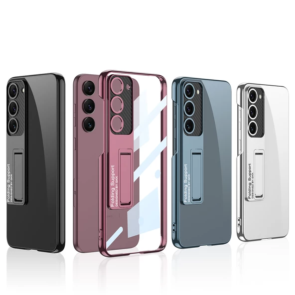 Samsung Galaxy S23 Plus - Kılıf Kamera Korumalı Şeffaf Tasarımlı Lego Standlı Kapak - 7