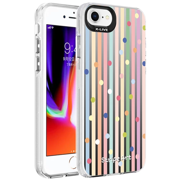 Apple iPhone SE 2020 - Kılıf Desenli Silver Sert Kapak
