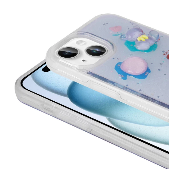 Apple iPhone 14 - Kılıf Kabartma Figürlü Parlak Minimini Silikon Kapak - 6