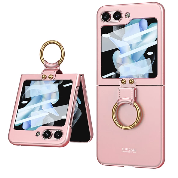 Samsung Galaxy Z Flip 5 - Kılıf Koruyucu Kıpta Yüzüklü Flip Sert Kapak