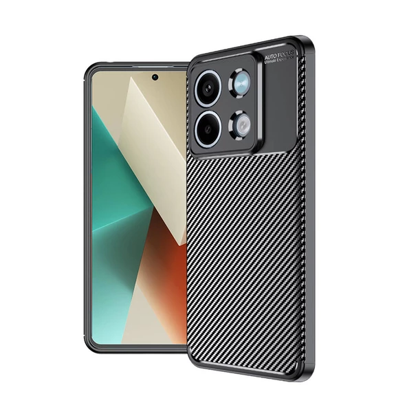 Xiaomi Redmi Note 13 5G - Kılıf Auto Focus Karbon Negro Silikon Kapak