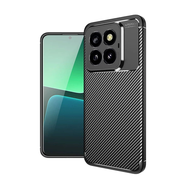 Xiaomi Mi 14 Pro - Kılıf Auto Focus Karbon Negro Silikon Kapak