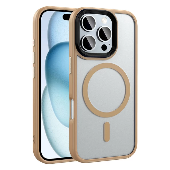 Apple iPhone 16 Pro - Kılıf Mat Arka Yüzey Wireless Şarj Özellikli Flet Magsafe Kapak