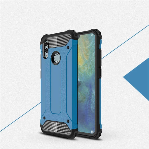 Huawei P Smart 2019 - Kılıf Çift Katman Zırh Tank Crash Military Kapak