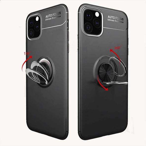 Apple iPhone 11 Pro Max - Kılıf Yüzüklü Karbon Ravel Silikon Kapak - 6