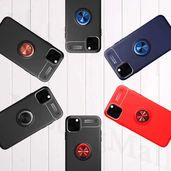 Apple iPhone 11 Pro Max - Kılıf Yüzüklü Karbon Ravel Silikon Kapak - 8