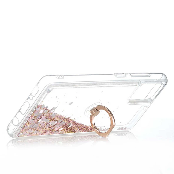 Samsung Galaxy A51 - Kılıf Yüzüklü Simli Sıvılı Milce Kapak - Resim 3